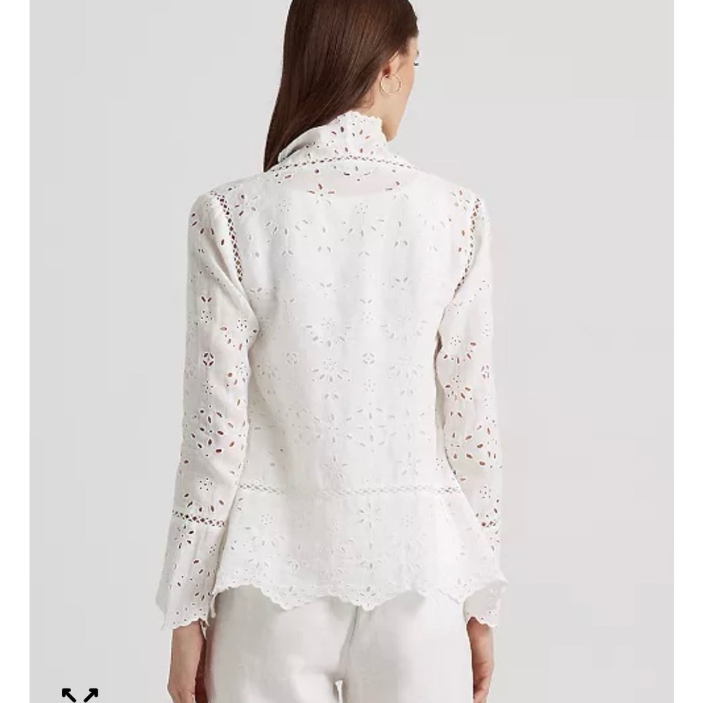 Lauren Ralph Lauren NWT White Eyelet Linen Duster Cottagecore Boho Coastal Small - Picture 3 of 15